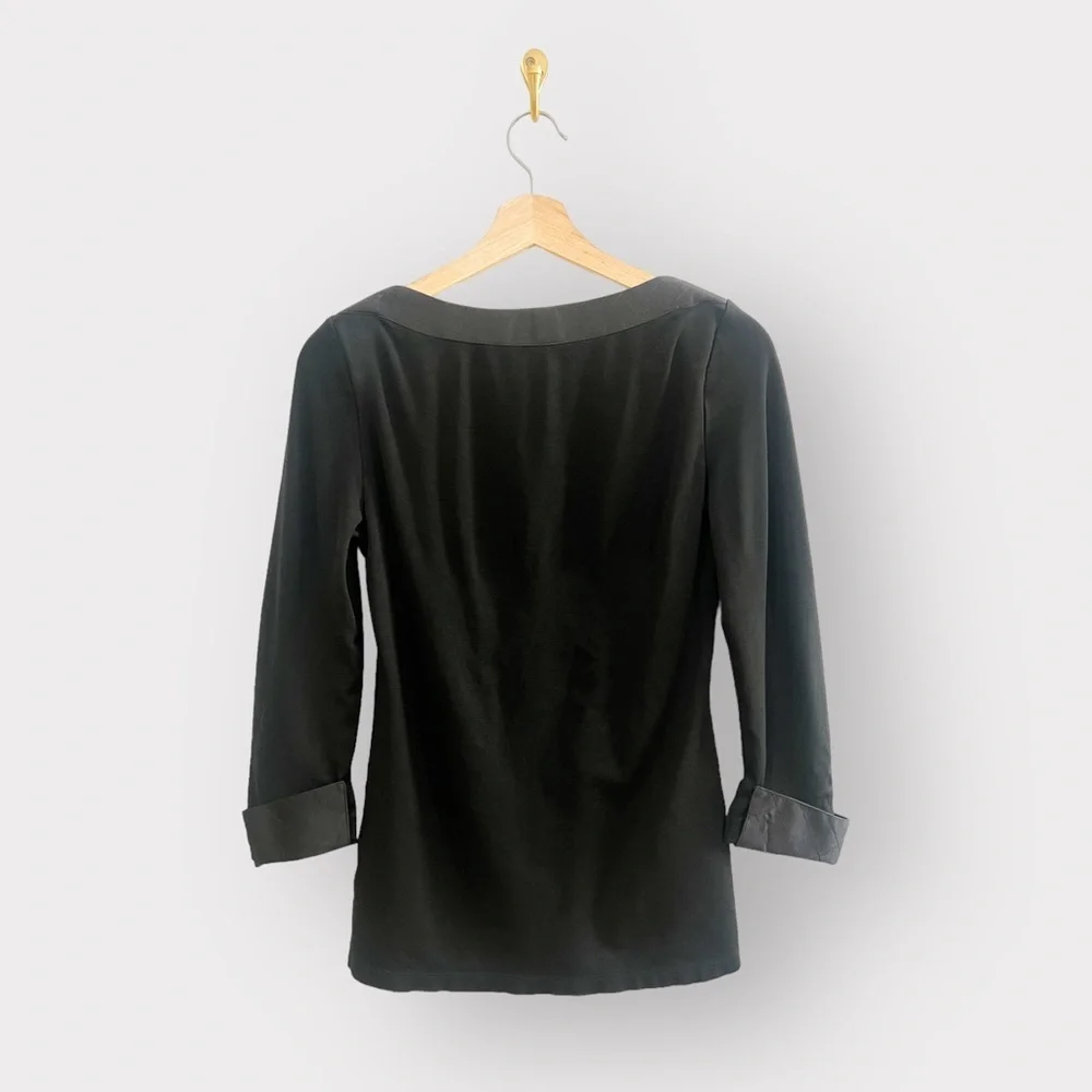 CHANEL Black Quilted Logo Uniform Top (Sz XS)